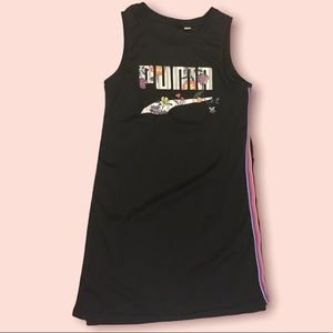 Womens PUMA sport dress glitter floral detail with pink side stripes size M